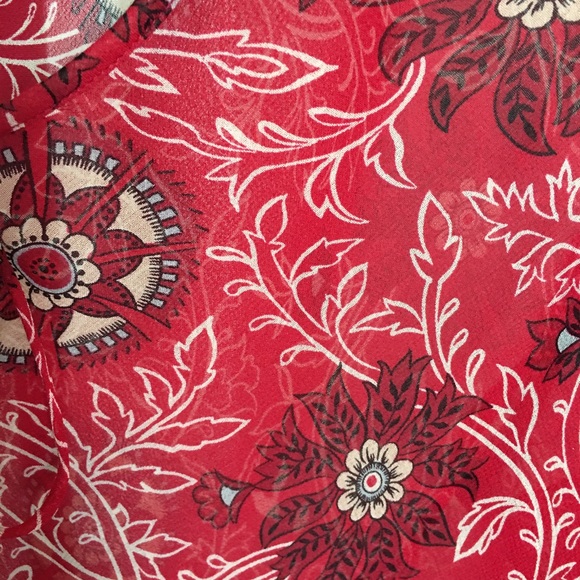 INC International Concepts Red Sheer Top, Sz 2 - Picture 3 of 7